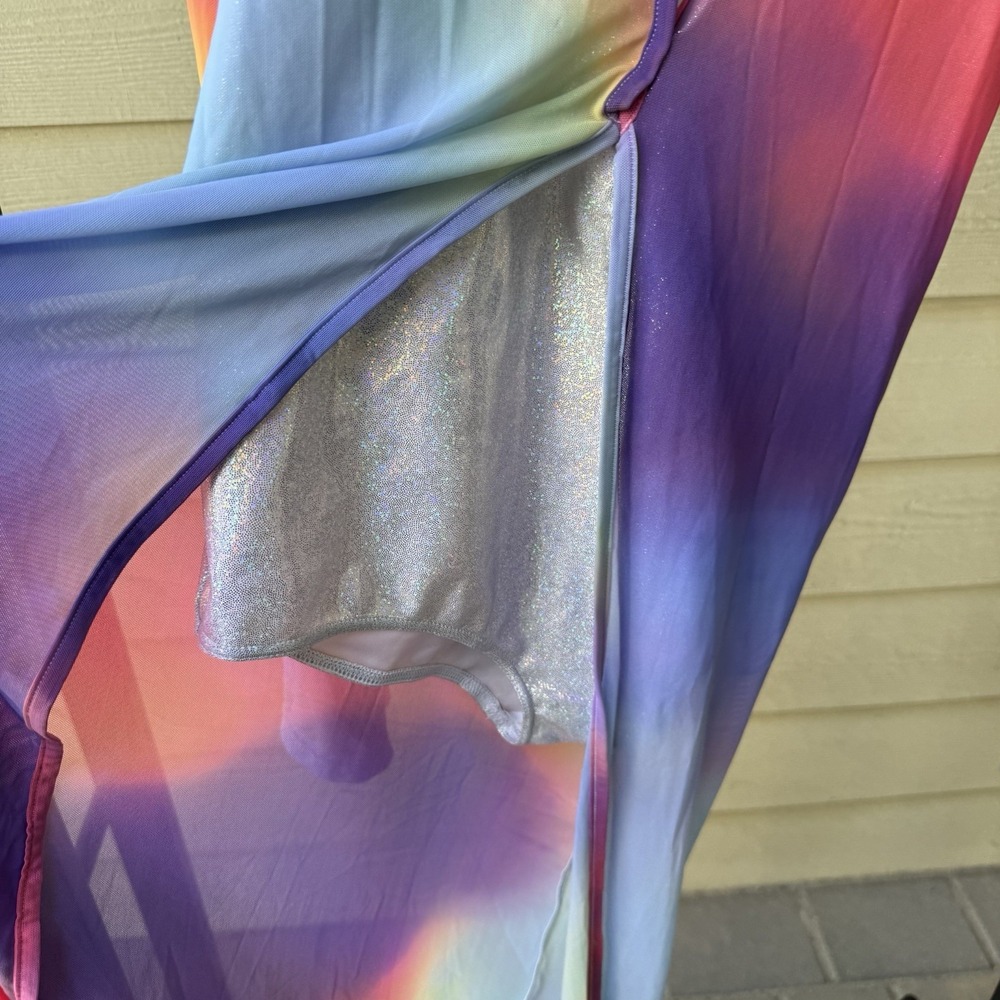 Jaded London Mesh Bodycon Maxi Dress w/ Silver Bodysuit Medium Festival Rave - Picture 6 of 10